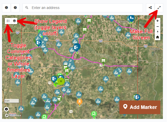 Key for navigating the social map visual interface